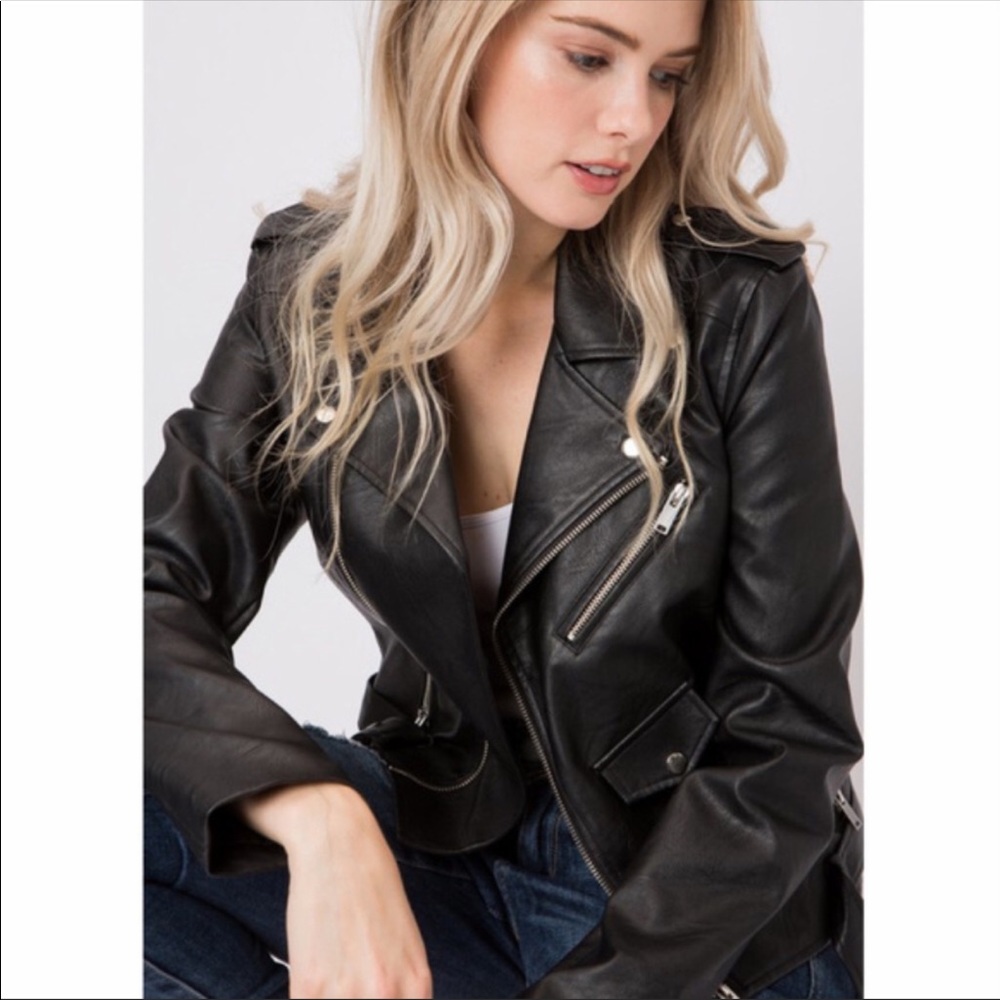 ❌SOLD❌ Black Vegan Leather Moto Jacket